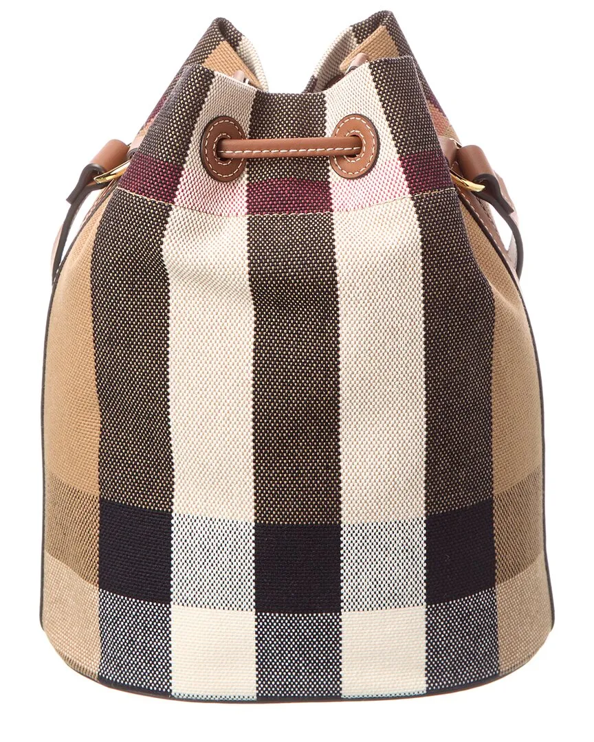 Burberry Check Canvas & Leather Bucket Bag