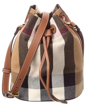 Burberry Check Canvas & Leather Bucket Bag