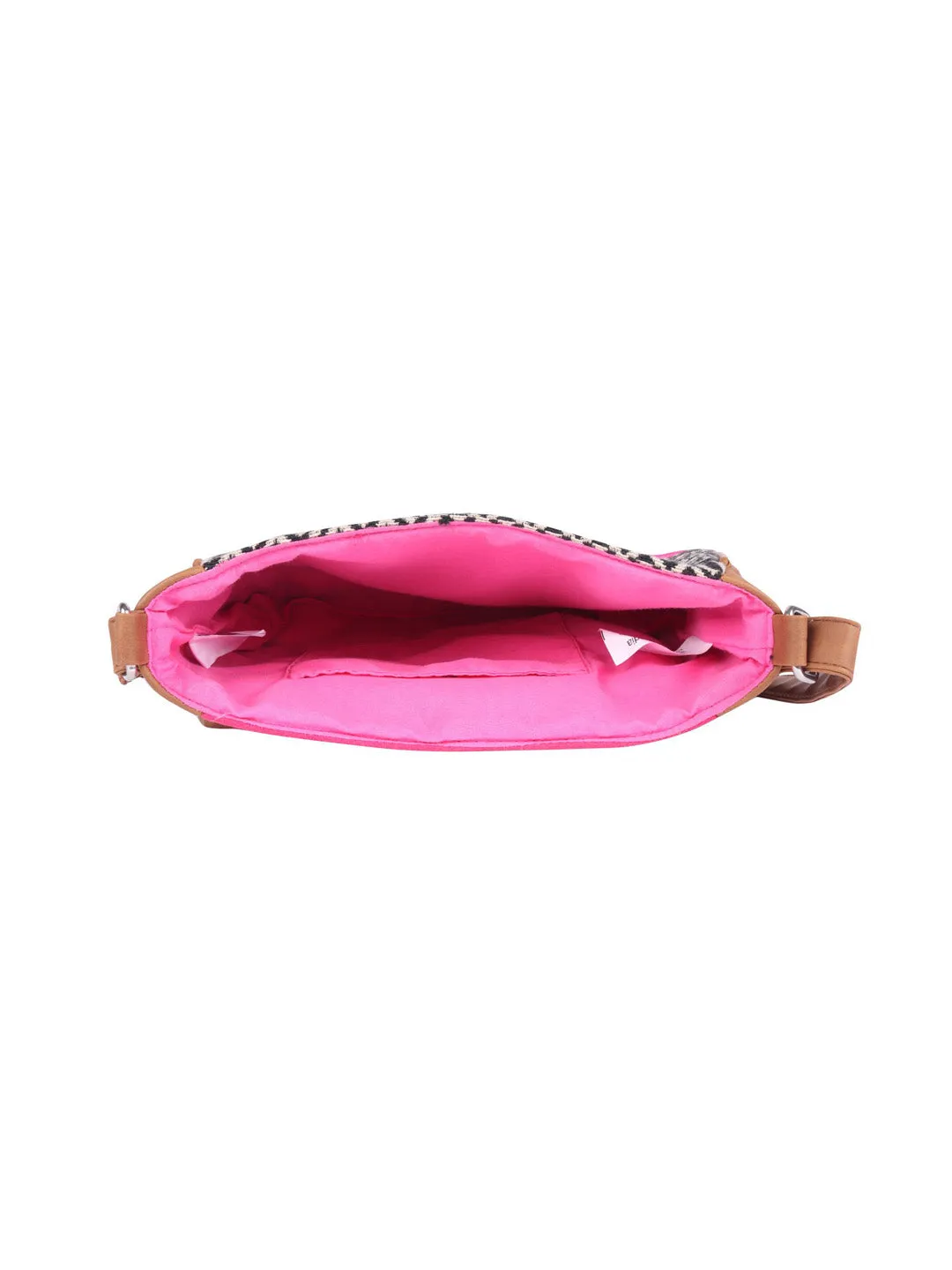 Pink And Black Thick Pattern Crossbody Sling Bag