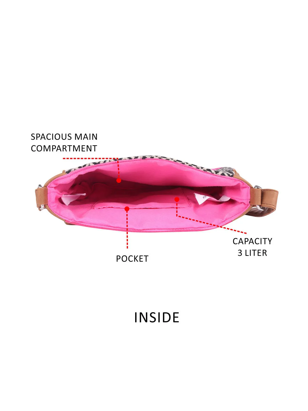 Pink And Black Thick Pattern Crossbody Sling Bag