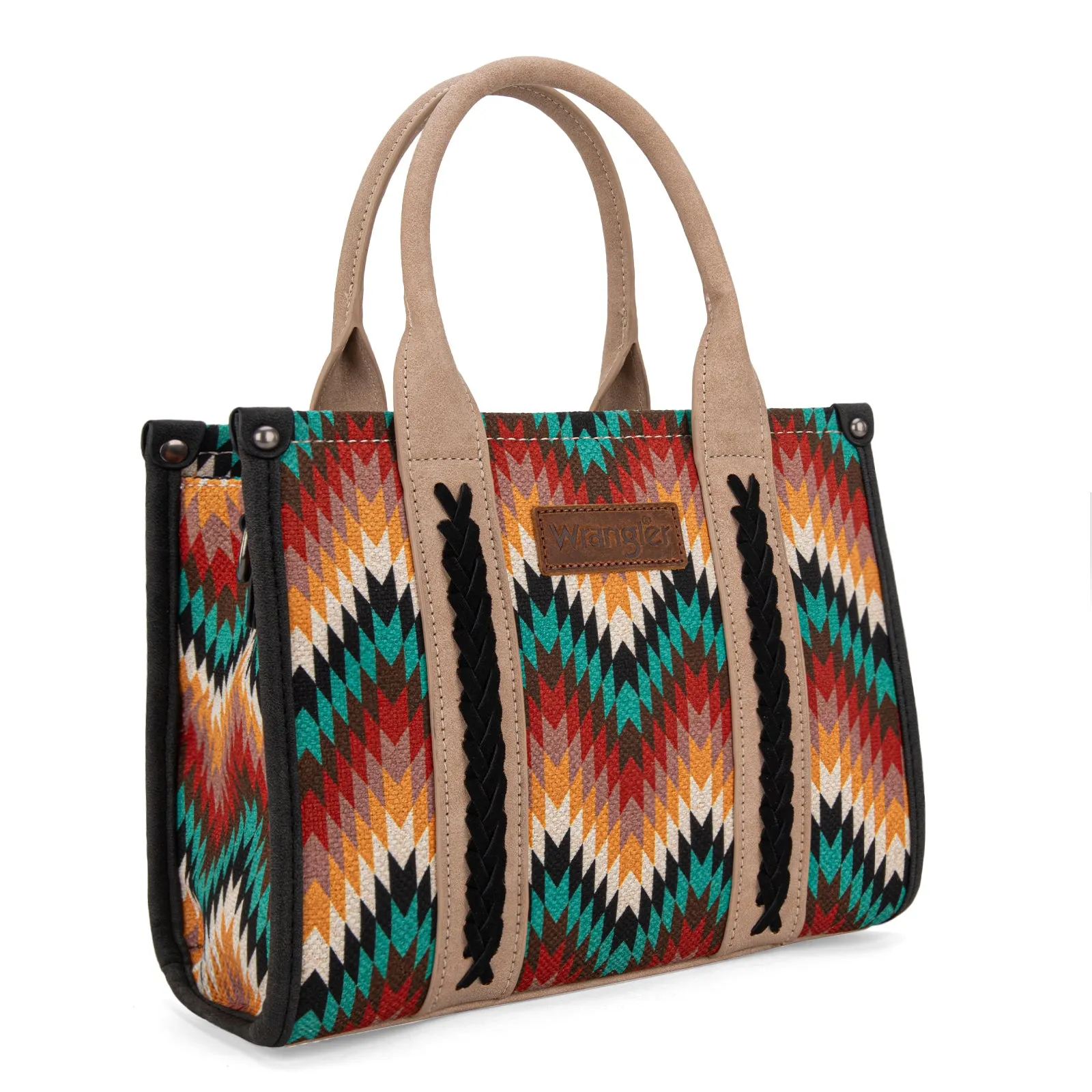 WG2211-8120S  Wrangler Southwestern Pattern Dual Sided Print -Tote/Crossbody - BLACK